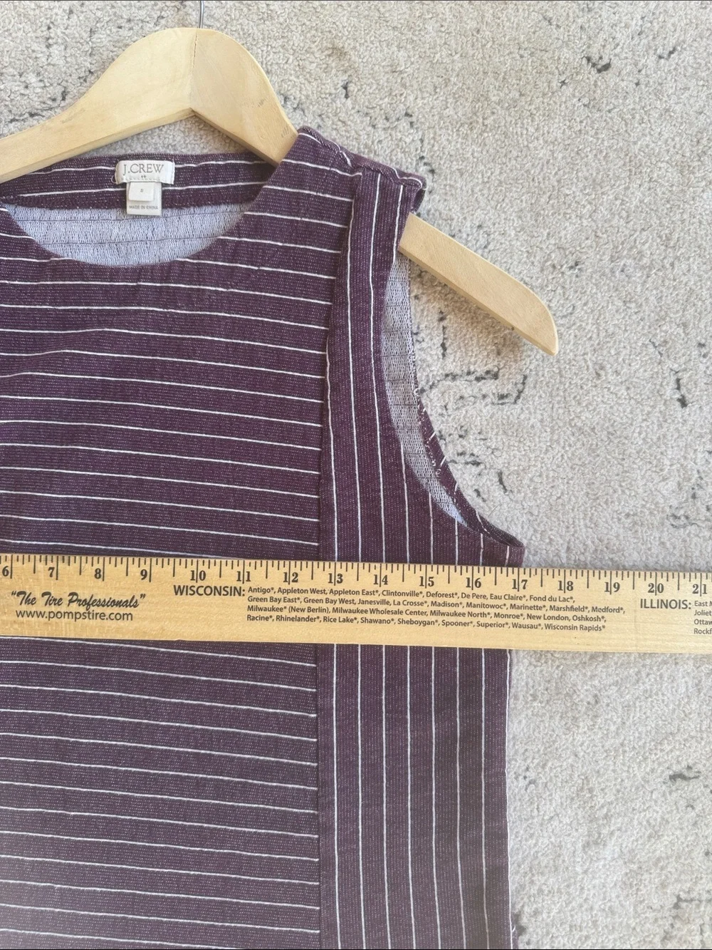 J. Crew Plum & White Striped Sleeveless Cotton Tank